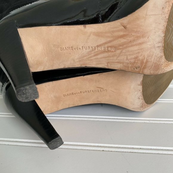 Diane Von Furstenberg Black Suede Knee High Boots 9.5 - Picture 9 of 11